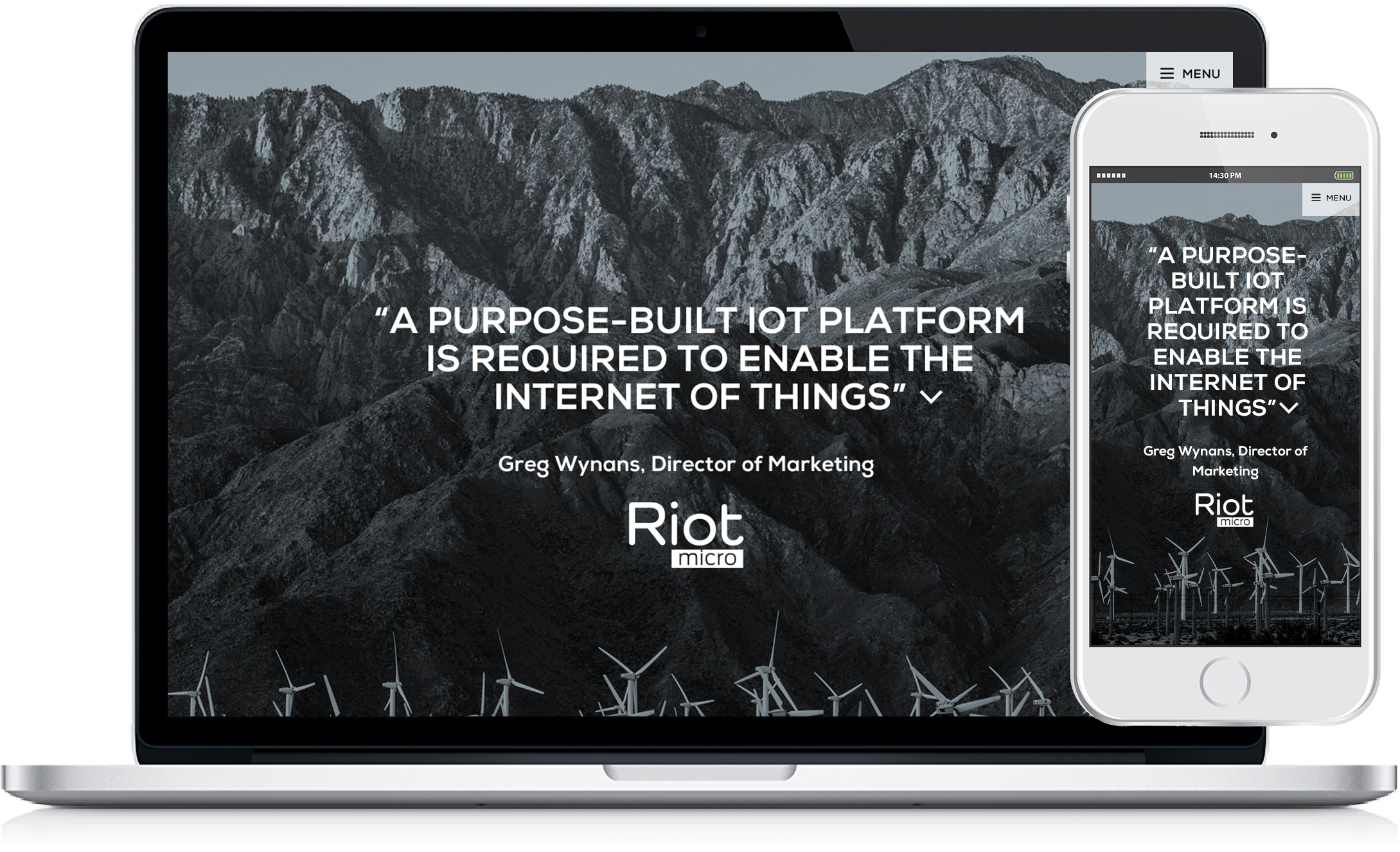 Website design for technology company Riot Micro